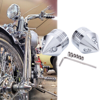 2x Chrome Motorcycle Front Axle Cap Nut Cover For Harley FXSTS Springer Softail