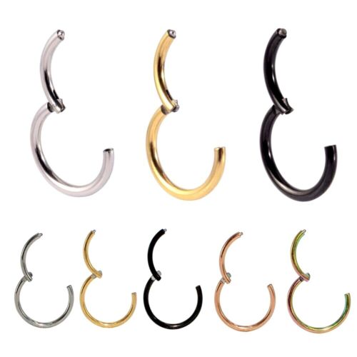 Thin 20g 18g Surgical Steel 10mm Sleeper Hinged Clicker Segment Ring Earing Hoop - Picture 2 of 4