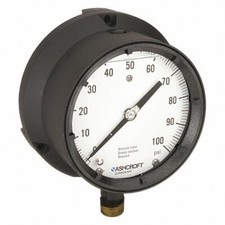ASHCROFT 451379ASL04L100 PRESSURE GAUGE, 0 - 100 PSI RANGE, 4-1/2", 5RYC7, NEW 