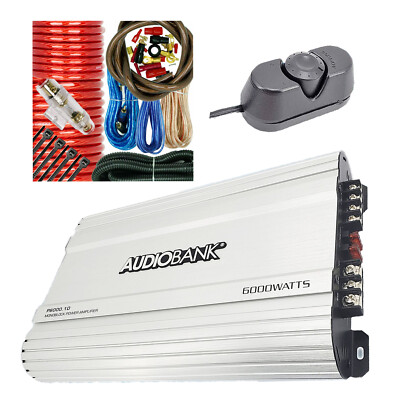 Audiobank P6000.1D Monoblock 6000 WATTS Class D Amp Audio Bass Amplifiers +  Kit