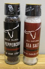 LONGHORN Steakhouse Salt & Pepper Shakers w/ Built In Grinder Caps NEW Sealed
