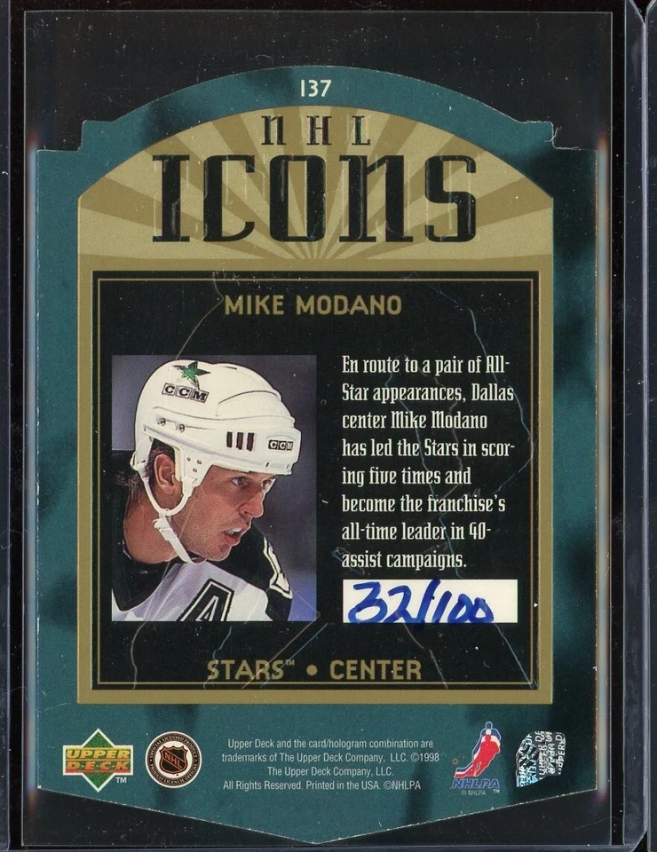 1997-98 SP Authentic Icons Die-Cuts #I37 Mike Modano 32/100 - Image 2 of 2