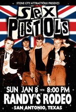 Sex Pistols 1978 Concert Poster RANDY'S RODEO SAN ANTONIO Texas GIG WALL  ART