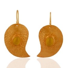 Yellow Moonstone Gold Plated Sterling Silver Dangle Earrings Gemstone Jewelry