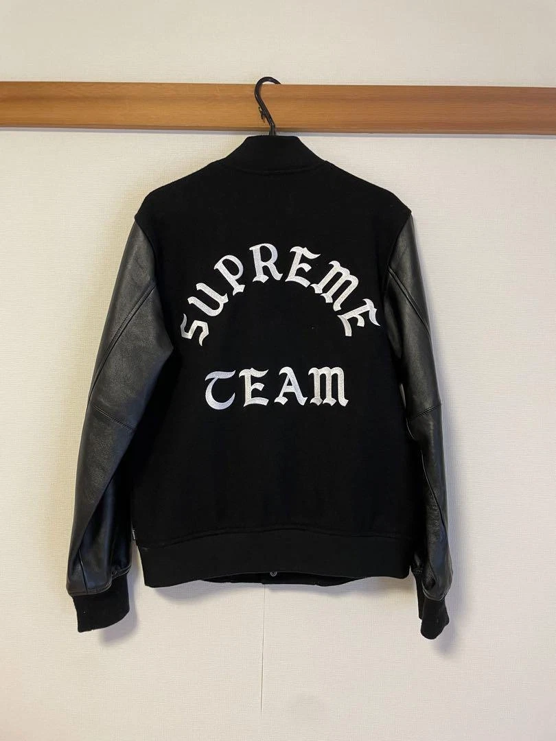 SUPREME Giacca girocollo SUPREM 2015AW lana Varsity nera taglia M dal Giappone lana usata