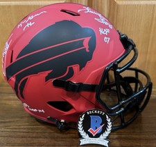 Jim Kelly Thurman Thomas Andre Reed Autographed Bills Rave Helmet HOF Beckett