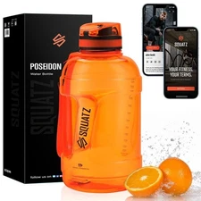 SQUATZ 2300ml. Sports Big Volume Water Bottle - BPA Free, Leak Proof (Orange)