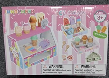 Ice Cream Toy, Wooden Ice Cream Play Set, Pretend Play Kitchen Toys, Ice Cream T