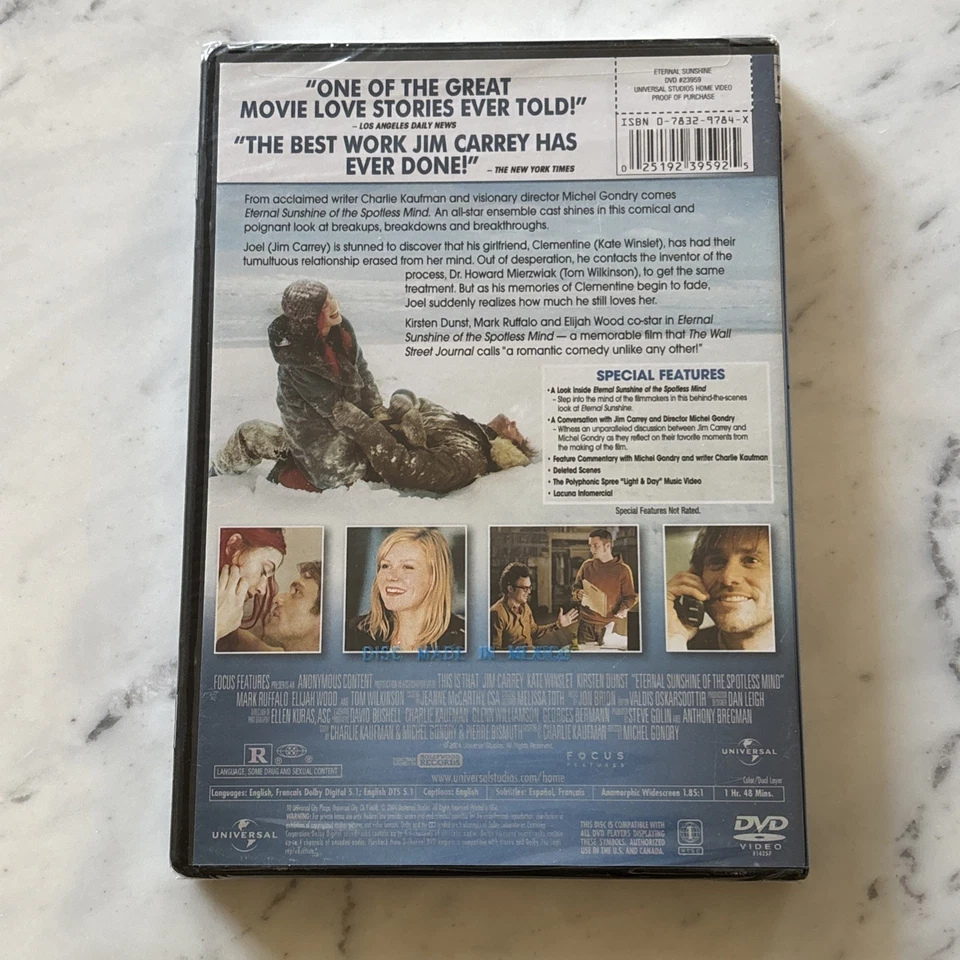 NEW/Sealed Eternal Sunshine of the Spotless Mind Widescreen DVD Jim Carrey Movie - Image 2 of 4