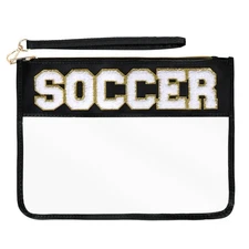 Chenille Letter Bag, Clear Nylon Cosmetic Makeup Bag with Zipper, Varsity Pre...