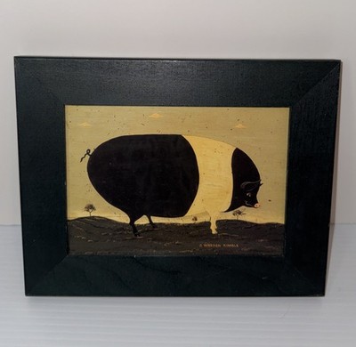 Warren Kimble Country Framed Wall Art Pig Folk Art Farm Animals