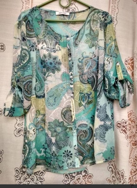 Women Gerry Weber Shirt Turquoise Chiffon 38 / M /