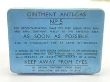 WW2 1943 Dated British Army Anti-Gas Ointment No. 5 Empty Tin Good Condition