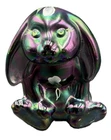 Vintage Hand Painted & Signed Fenton Bunny - Iridescent Amethyst Carnival Glass