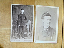 2 Victorian CDVs of Sailor Wearing Unidentified MN Shipping Line Cap Badge