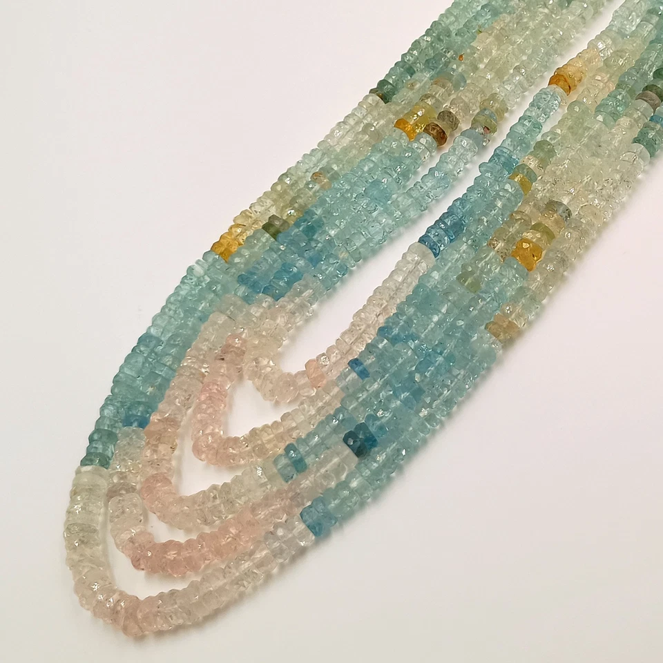 Collar de cuentas de 20 pulgadas 5 mm con piedras preciosas facetadas de neumático de color aguamarina múltiple regalos Foto 4 de 4