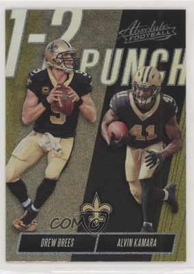 2018 Panini Absolute One Two Punch Spectrum Gold Alvin Kamara Drew Brees 0b1m