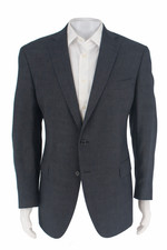Hart Schaffer Marx Men's Navy Windowpane Blazer Size 50 Made in the USA
