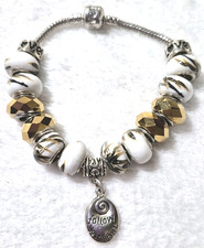 7.9" Follow Your Heart Dangle Charm Murano Lampwork Glass Beads Spacers Bracelet