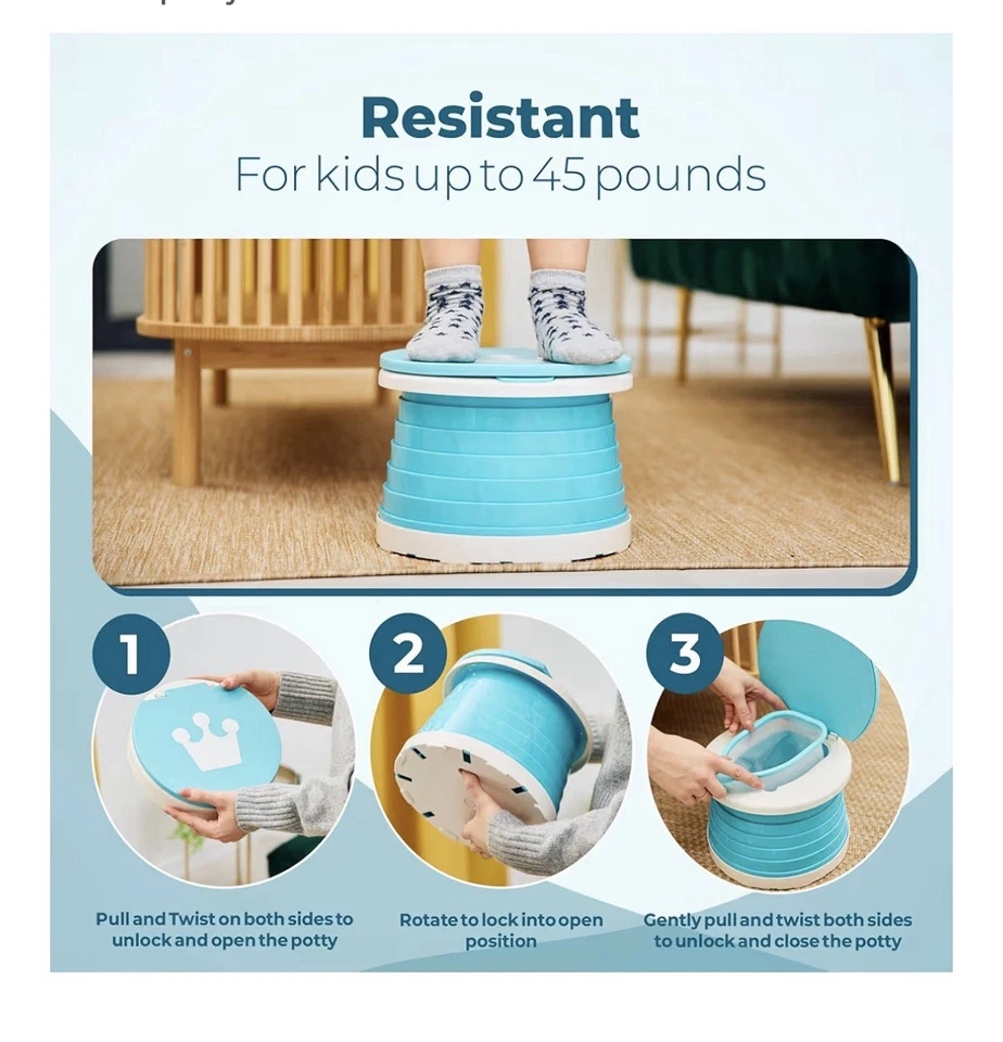 Orinal portátil, entrenamiento para ir al baño de viaje para niños, plegable Foto 3 de 4