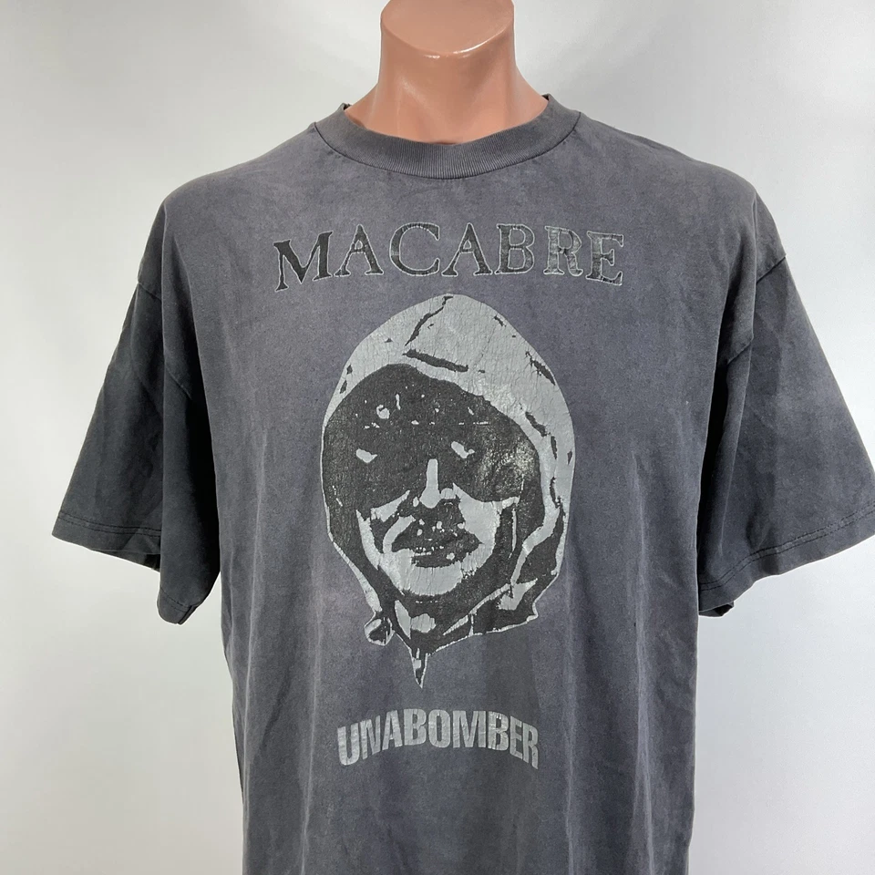 Vintage 90s MACABRE UNABOMBER Metal Band Tee Shirt Mens XL Ultra Rare Gray - Image 3 of 4