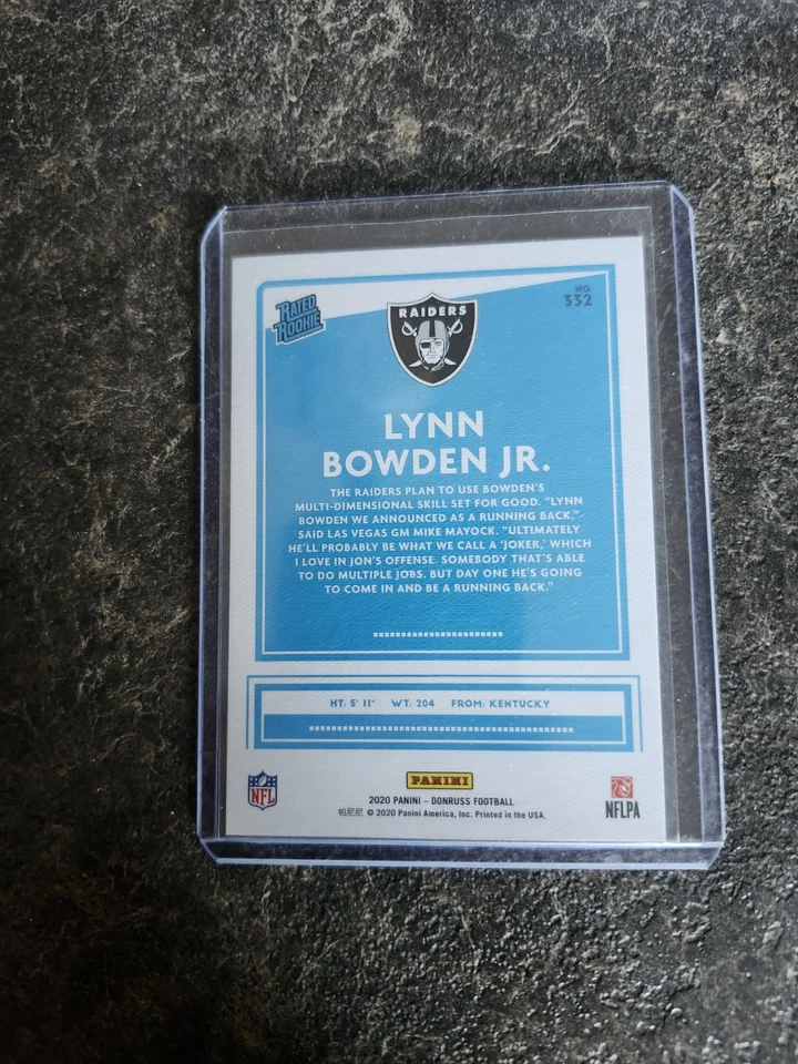 2020 Panini Donruss Rated Rookie Lynn Bowden Jr Card# 332 - Image 2 of 2
