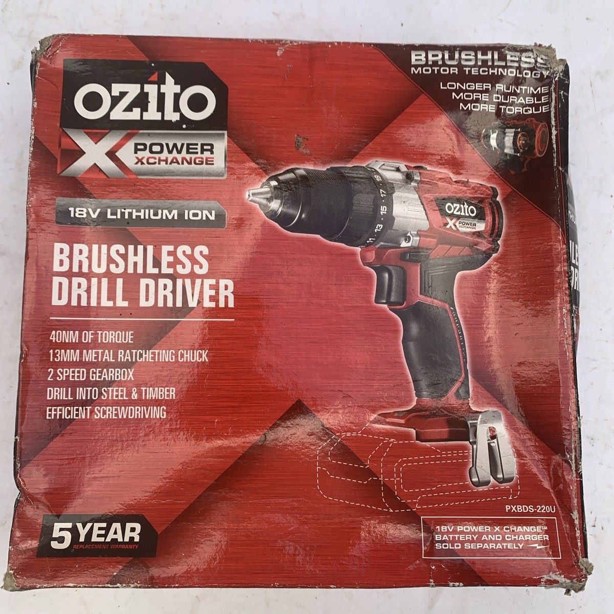 Cordless Drill Driver Ozito Power X Change Battery And Charger
