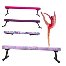 Adjustable&Foldable Gymnastics Balance Beam,Home Gym 8FT PINKGLITER