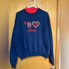 Vintage 1 Mom Sweatshirt   Plaid Heart Applique 80s 90s Mom Core- Medium