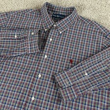 Vintage Polo Ralph Lauren Button Down Shirt Men s 2XL Plaid Cotton 90s E270