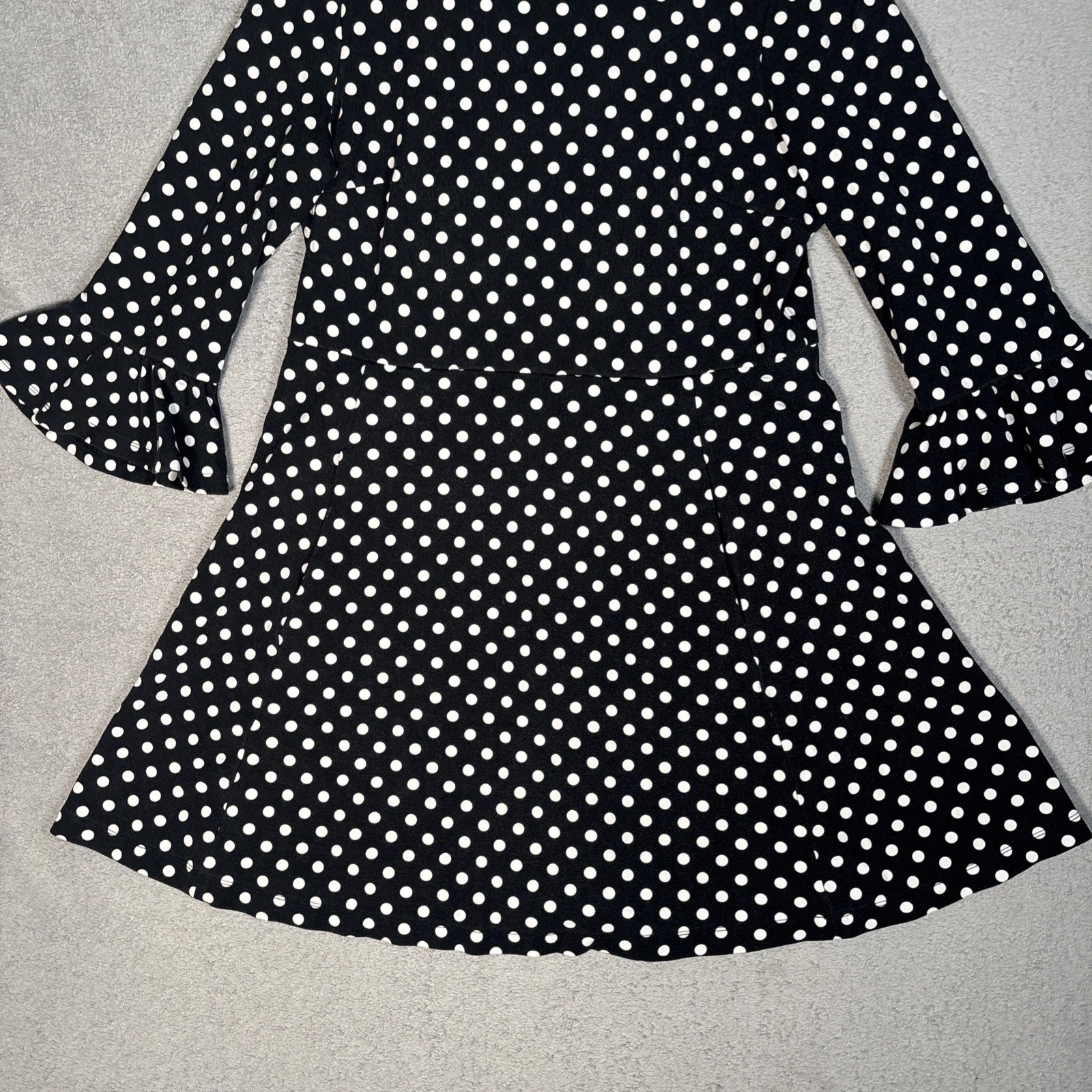 Abito donna Kate Spade Lia a pois con balza e maniche a ponte taglia XL nero