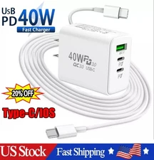 40W PD USB C Wall Charger Power Adapter For iPhone 16 15 Pro Max 15 Plus 15 Pro