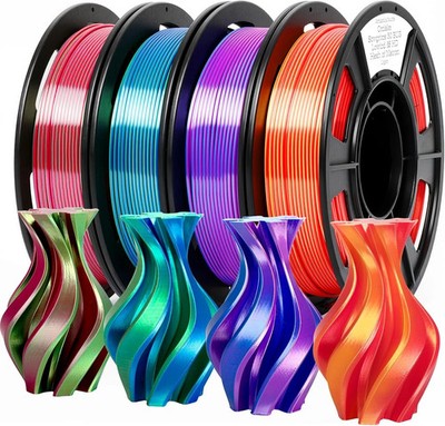 3D Printer Filament, Dual Color Silk PLA Filament 1.75Mm, Shiny Color Change & N