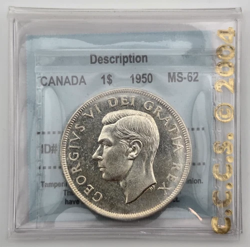 1950 SWL Silver Dollar Canada $1 ***Short Water Lines, Graded MS-62***