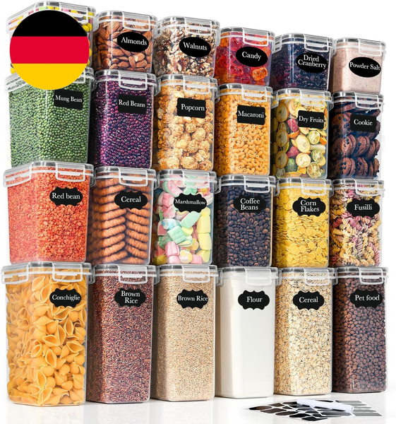 GoMaihe 24Er Set Vorratsdosen Mit Deckel Luftdicht: Frischhaltedosen Mit Etikett-image