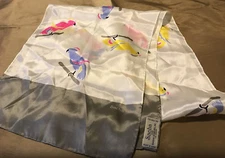 SACHA Silk Scarf, Career Casual, Long Multi-Color Parrot - Excellent Condition