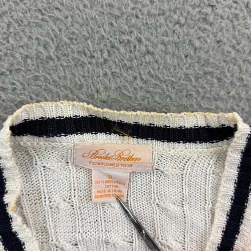 Vintage Brooks Brothers Cardigan Women Small Ivory 80s Cable Knit Button Sweater - Picture 7 of 12