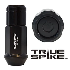 20PC TRUE SPIKE 57MM 12X1.5 FORGED STEEL LUG NUTS BLACK CAPPED CLOSED END B
