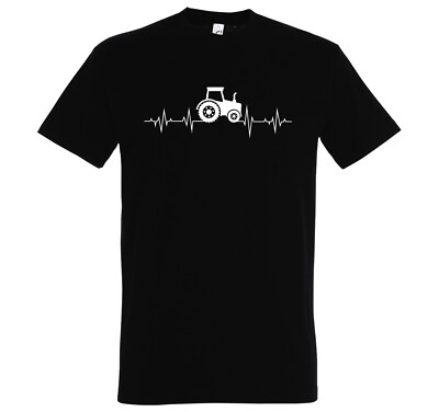 Youth Designz Heartbeat Tractor Men's T-Shirt Logo Print Funny Farmer Tractor