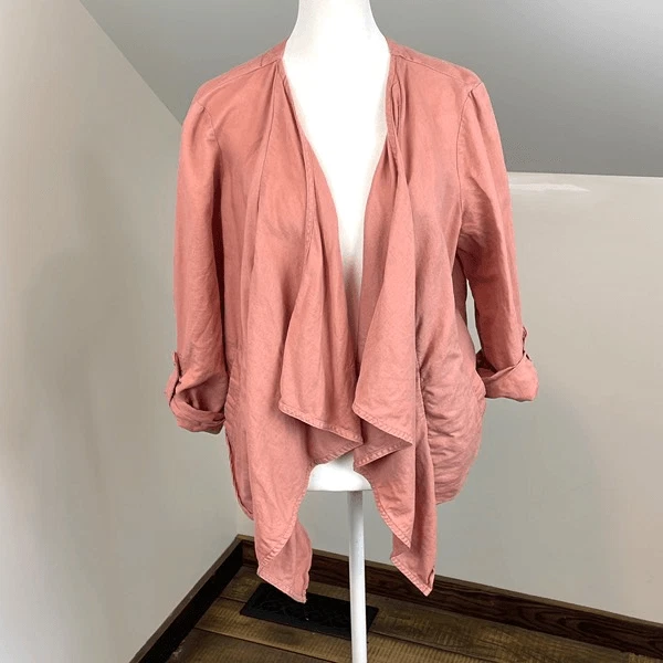 Dalia Linen Cotton Dusty Pink Cardigan Size Large Women s eBay