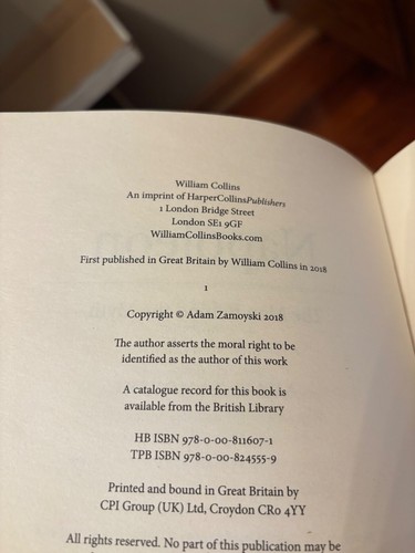 Napoleon. Adam Zamoyski True 1st UK HC Ptg. William Collins 2018 Fine Unread - Picture 4 of 6