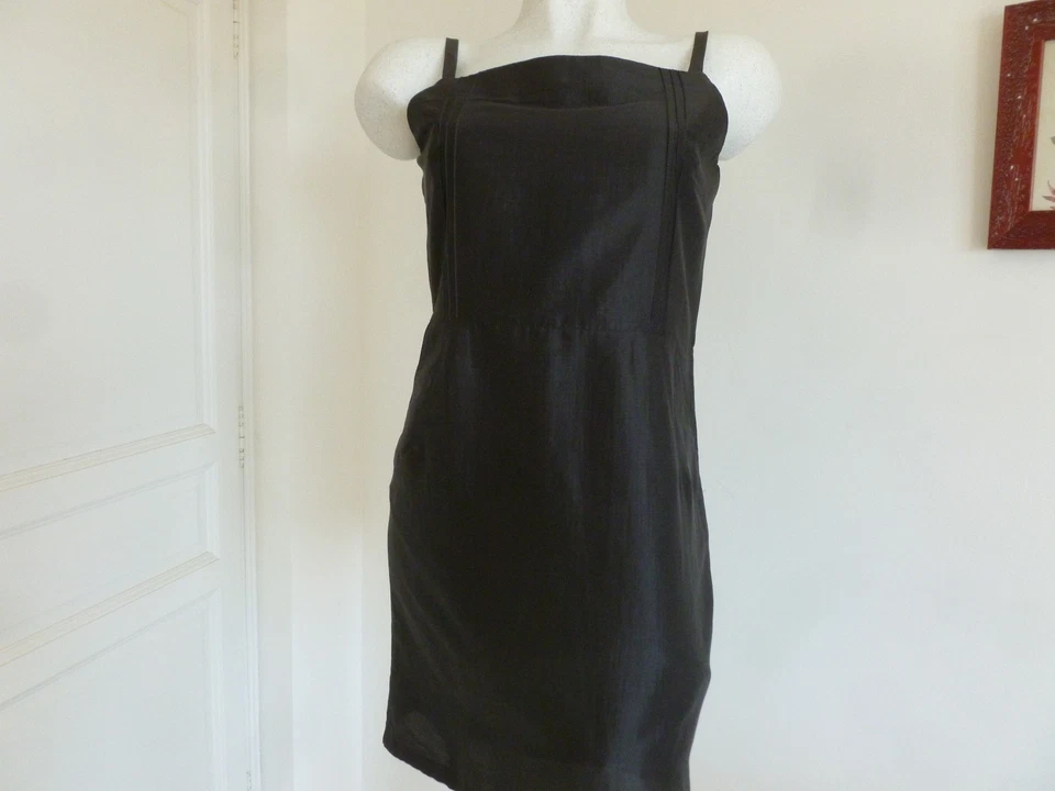 SEXY ROBE FOURREAU " CAROLL " BRETELLE TEINTE GRIS ACIER IRISE T.40 ETAT NEUF - Photo 3/4