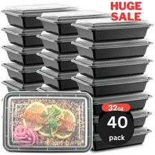 40x 32oz Meal Prep Food Storage Containers with Lid Microwave Freezer Safe Boxes