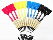 12 Plastic Soft Tip Brass Dart Set 4 sets 15 extra tips BLUE RED YELLOW BLACK
