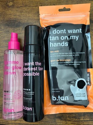 b.tan I Want The Darkest Tan Possible Gimme The Glow Down & Tan Mitt Self Tanner