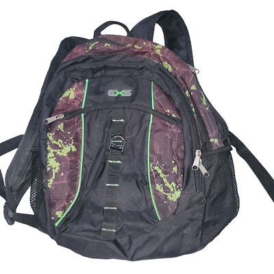 EXS Black & Green Splatter Backpack With Multiple Compartments