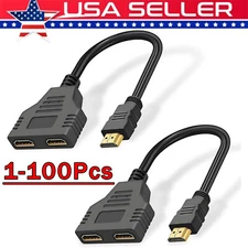 4K HDMI Cable Adapter Male To Dual Female 2.0 Converter out Y Splitter TV Lot