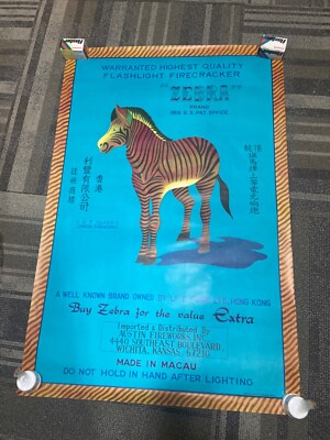 Zebra Vintage Li & Fung Fireworks poster Rare