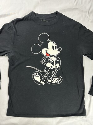 Disney Mickey Mouse Long Sleeve T-Shirt Womens Medium Black X-Ray