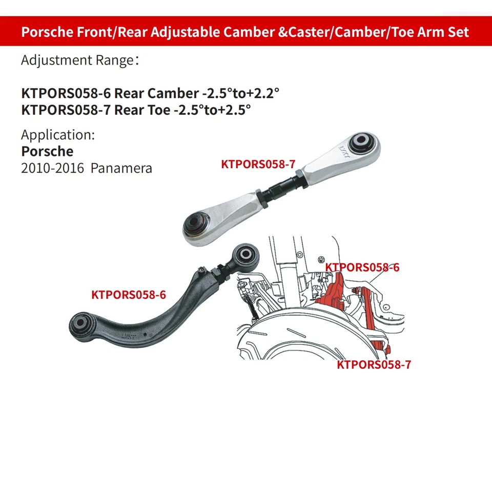 LYKT 4pcs Rear Camber&Toe Adjustable Control Kit for Porsche Panamera 10-16 - Image 2 of 4